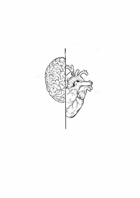 Neurosurgeon Tattoo, Medical Related Tattoos, Human Heart Tattoo Small, Tattoo Inspiration Men Chest, Head Vs Heart Tattoo, Half A Heart Tattoo, Psychologist Tattoo, Physical Therapy Tattoo, Atomically Heart Tattoo