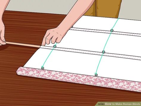 How to Make Roman Blinds (with Pictures) - wikiHow How To Make A Roman Blind Tutorials, Make Roman Blinds, Roman Blinds Tutorial, How To Make Blinds, Roman Blinds Diy, Blinds Diy, Roman Shade Tutorial, How To Make A Roman Blind, Diy Roman Shades