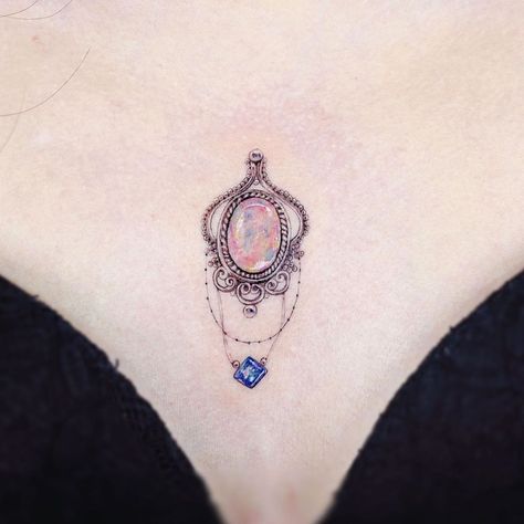 Jewel Tattoos, Small Chest Tattoo, Dark Skin Tattoo, Small Chest Tattoos, Gem Tattoo, Magic Runes, Jewel Tattoo, Nerd Tattoo, Ankle Tattoos For Women