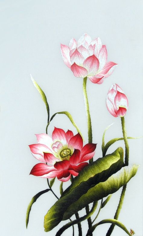 vietnamese embroidery paintings Vietnamese Flower, Embroidery Paintings, Lotus Painting, Lotus Art, 강아지 그림, Hand Painted Sarees, Embroidery Patterns Vintage, Digital Flowers, Painting Tile