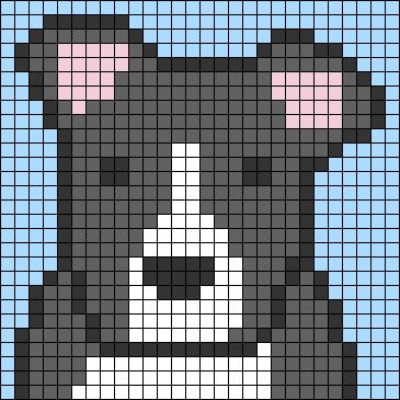 Pitbull Perler Bead Patterns, Dog Alpha Pattern, Crochet Pitbull, Dog Cross Stitch Pattern, Melty Bead Designs, Modele Pixel Art, Graph Crochet, Pixel Art Templates, Knitting Machine Patterns