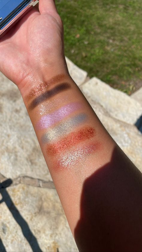 a view of eyeshadows from isamaya swatched on an arm in the sun Isamaya Eyeshadow, Isamaya Palette, I Can't Wait, Eyeshadow Palette, Makeup Looks, Makeup, Make Up Looks, Make Up