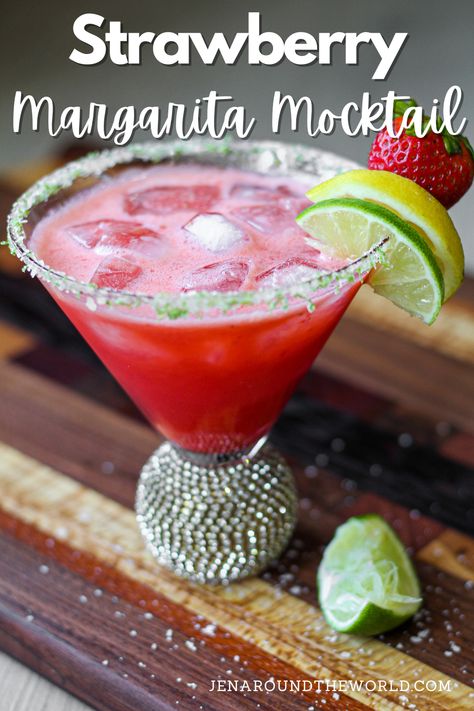 Make this delicious strawberry margarita mocktail with just a few simple ingredients you might already have on hand.

Summer is not over yet and the yummy drinks are still flowing around here. Last week I share with y'all a delicious S'mores Campfire Cocktail. Today — I have one for non-alcoholic drink lovers. This one features my homemade strawberry syrup. You will LOVE it! Strawberry Margarita Non Alcoholic, Strawberry Mocktail Non Alcoholic, Strawberry Margarita Mocktail, Margarita Mocktail Recipe, Homemade Strawberry Syrup, Margarita Mocktail, Mocktail Drinks, Margarita On The Rocks, Lime Margarita