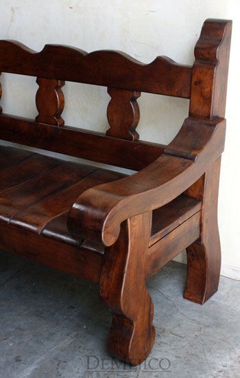 Old Mexico Bench, Colonial Bench, Outdoor Benches Wood Outdoor Bench, Southwest Furniture, Old Mexico, Sofa Design Wood, Mesquite Wood, Wooden Sofa Set Designs, Dining Room Table Chairs, India Home Decor, Outdoor Benches