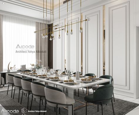 Neoclassical Dining Room, Neoclassic Interior, Dining Room Design Luxury, Design Dining Room, Dining Room Paint Colors, Dining Interior, Decor Dining Room, Dinning Room Design, Interior Design Dining Room