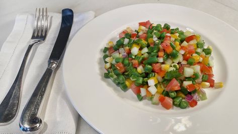 Alexis' Chopped Vegetable Salad with Martha Stewart Chopped Vegetable Salad, Corn And Green Beans, Chopped Salad Recipe, Vegetarian Substitutes, Chopped Salad Recipes, Simple Dressing, Appetizer Salads, Baking With Kids, Chopped Salad