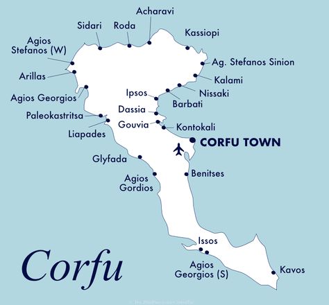 Corfu Map, Corfu Beaches, Greek Cruise, Greek Islands Vacation, Dodecanese Islands, Greek Vacation, Dreams Resorts, Corfu Island, Corfu Greece