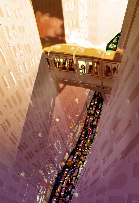 Little Girl, Big City Pascal Campion, 판타지 아트, Environment Design, Big City, Pretty Art, Aesthetic Art, Digital Painting, Digital Illustration, Cityscape