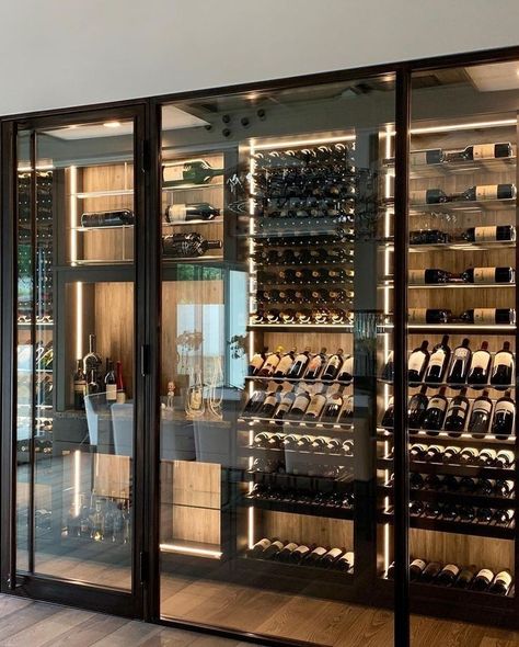 Montana Interior, Room Desine, Cave A Vin Design, Wine Room Decor, Wine Cellar Wall, Wine Storage Wall, Wine Room Design, Wine Cellar Basement, Glass Wine Cellar