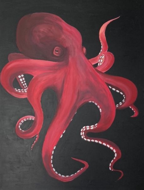 Painting Of Octopus, How To Paint Octopus, Squid Painting Acrylic, Octopus Painting Ideas, Octopus Pop Art, Octopus Painting Acrylic Easy, Octopus Painting Easy, Jelly Fish Painting Acrylic, Octopus Painting Acrylic