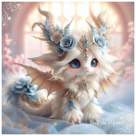 Another entry of our pet Goat as a mystical unicorn in an enchanted forest! 😘 MaDolly Goaticorn rainbow colors. Costume. Cute animal photography #unicorn” Dragon Cat, Mystical Animals, Art Mignon, Cute Animal Clipart, Cute Fantasy Creatures, Fantasy Creatures Art, Cute Dragons, Handcrafted Art, Cute Creatures