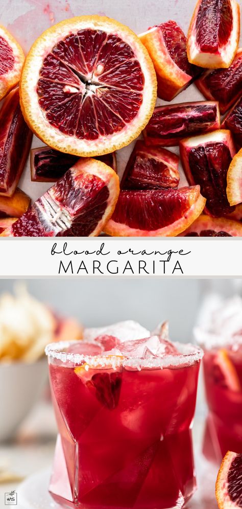 Blood Orange Margarita Recipe, Recipes With Fruit Cocktail, Orange Simple Syrup, Orange Margarita, Traditional Margarita, Blood Orange Margarita, Orange Cocktails, Blood Orange Juice, Ruby Color