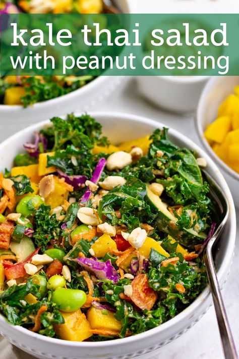 Salad With Peanut Dressing, Salty Recipes, Thai Salad, Rainbow Salad, Thai Salads, Gluten Free Salads, Peanut Dressing, Gluten Free Sides Dishes, Vegan Salad Recipes