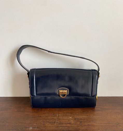 Mini Satchel Bag, Mcm Bag, Navy Purse, Purse Outfit, Retro Purse, Mcm Bags, Blue Handbags, Vintage Handbag, Purse Vintage