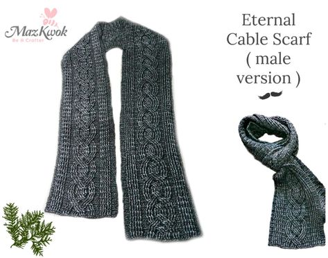 Learn to crochet a cable scarf for men in this free crochet pattern, made by wool blended worsted weight yarn. Free written pattern in US crochet terms. Crochet Cable Scarf, Crochet Mens Scarf, Crochet Men, Cable Scarf, Crochet Cable, All Free Crochet, Double Crochet Stitch, Scarf Crochet Pattern, Scarf Men