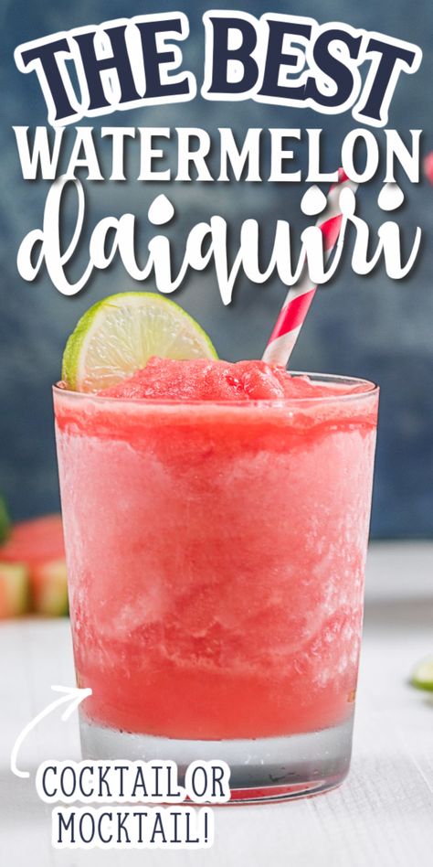 Watermelon Cocktail Rum, Watermelon Daiquiri, Watermelon Cocktail Recipes, Watermelon Cocktails, Watermelon Cubes, Best Watermelon, Blender Drinks, Daiquiri Cocktail, Daiquiri Recipe