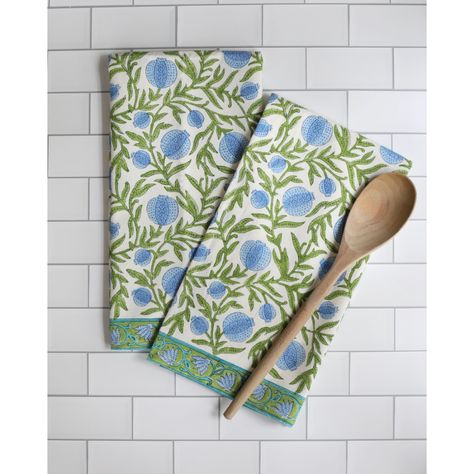 Kitchen Towel Pomegranate Blue, Set of 2 | Faire.com Artisan Kitchen, Mexican Kitchens, Boho Kitchen, Kitchen Towel Set, Linen Pillows, Work For You, William Morris, Kitchen Towel, Terry Cloth