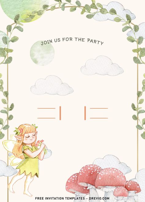 Fairytale Invitation, Fairy Templates, Fairytale Characters, Picnic Invitations, Fairy Invitations, Birthday Invitation Card Template, Embroidered Canvas Art, Invitation Layout, Digital Invitations Wedding