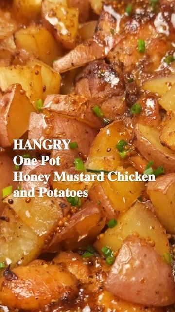 The Hangry Pantry on Instagram: "HANGRY ONE POT HONEY MUSTARD CHICKEN AND POTATOES 🍽 . Chicken thighs are my jam. They're good even when they're not good , ya know? Well this recipe took them to another level. Sweet, savory, carmelized. It's all good. And adding potatoes to make this the perfect comforting fall meal? A great decision if i do say so myself. Enjoy this Hangries 💗 . ● Ingredients ● ■ Olive oil to sear chicken ■ 5 to 6 small to medium potatoes cubed ■ 4 to 5 chicken thighs bonele Honey Mustard Chicken And Potatoes, Mustard Chicken And Potatoes, Honey Mustard Chicken Thighs, Fall Meal, Chicken And Potatoes, Honey Mustard Chicken, Mustard Chicken, Its All Good, My Jam