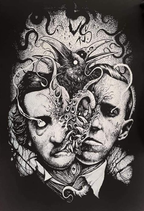 Joseph Vargo, Poe Tattoo, Cthulhu Tattoo, Poe Edgar, Lovecraft Monsters, Lovecraft Art, Stay Cold Apparel, The Legend Of Sleepy Hollow, Trippy Artwork