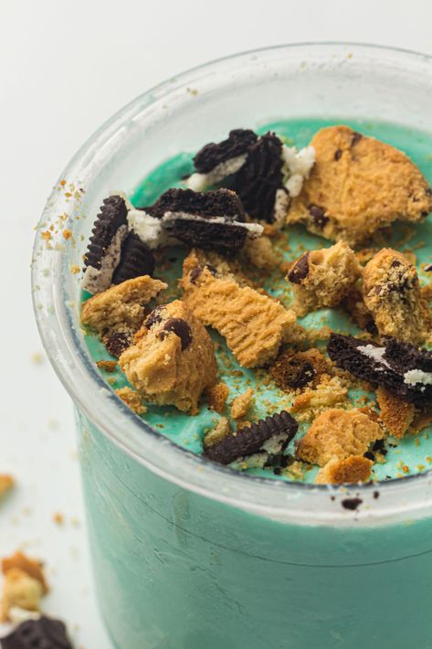 Cookie Monster Ice Cream, Monster Ice Cream, Colorful Ice Cream, Blue Cookies, Ice Cream Base, Blue Food Coloring, Vanilla Pudding Mix, Blue Food, Gel Food Coloring