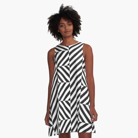 "Parallel black and white diagonal lines, op art pattern" Graphic T-Shirt Dress by kallyfactory | Redbubble Line In Fashion, Black And White Geometric Pattern, Zigzag Line, Straight Line Designs, Sixties Fashion, Geometric Pattern Design, Chevron Dress, Aline Dress, Motif Design