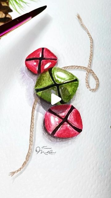 Tania Miller| watercolor artist and teacher on Instagram: "A few white spots in the right places and voila! You have that metallic look in these jingle bells. I use gouache or @posca_usa pens. What about you? Have you tried white spots in your paintings?" Watercolor Winter, Metallic Look, Watercolor Ideas, Jingle Bell, Watercolor Artist, Have You Tried, Jingle Bells, You Tried, Instagram A