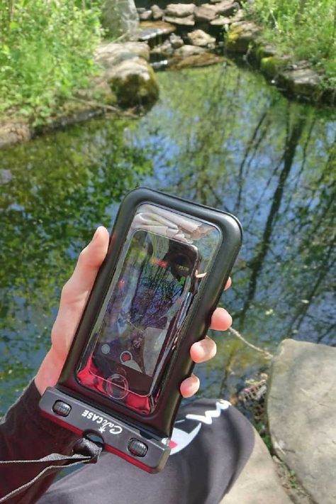 CaliCase Waterproof Floating Phone Case- finger touch works well through the case, waterproof for up to 100 feet, and it floats! Case was provided for review purposes. Read the blog post for full details and CaliCase discount code. #wateractivities Summer Water Activities, Outdoor Water Games, Water Games For Kids, Finger Touch, Waterproof Phone Case, Kayak Trip, Waterproof Phone, Take Video, Capture Photo