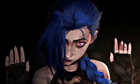 Jinx Arcane, Gif, Tumblr, Blue