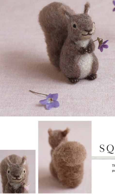 Felted Squirrel Tutorial, Needle Felt Woodland Animals, Felted Woodland Animals, Needle Felted Woodland Animals, Needle Felting For Beginners, Needle Felting Beginner, Felt Squirrel, Felted Squirrel, Handmade Kids Toys