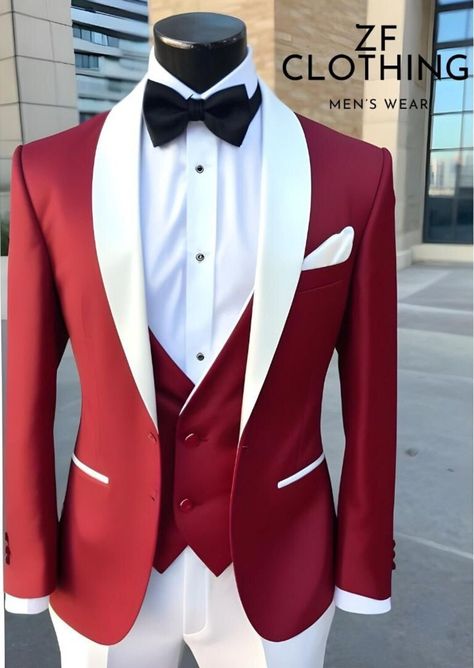 Party Wear Suits, Red Tuxedo, White Pant, Black Suit Wedding, Formal Fashion, Mens Casual Dress Outfits, Red Suit, Luxury Men, Wedding Suit