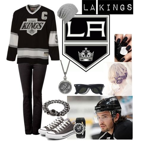 SHOW YOUR COLORS! GO KING GO... (WHAT TO WEAR TO A LA KINGS GAME) Hockey Outfit, Hockey Game Outfit, La Kings Hockey, Hockey Outfits, Girls Hockey, Kings Hockey, Game Outfit, Kings Game, Hockey Game