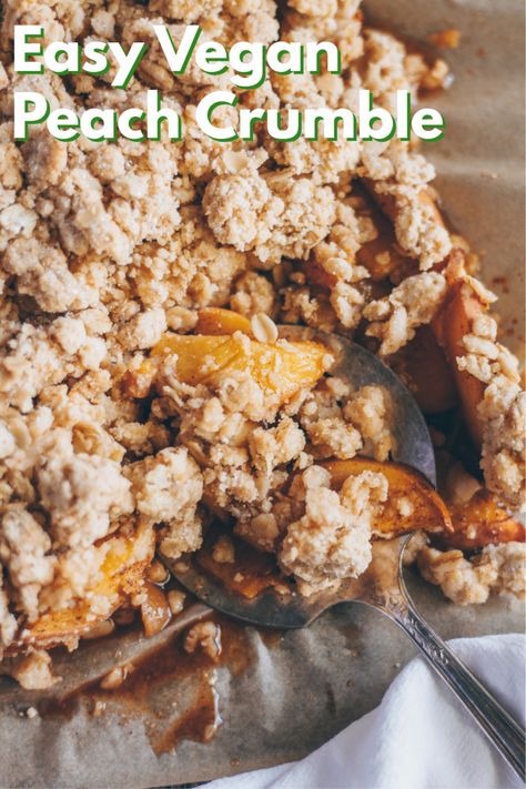 Easy Vegan Peach Crumble – healthienut – Easy to follow plant-based recipes Vegan Peach Crumble, Peach Recipes Vegan, Vegan Peach Dessert, Stewed Peaches, Vegan Peach Crisp, Peaches Recipes, Vegan Peach Cobbler, Easy Peach Crisp, Vegan Crumble