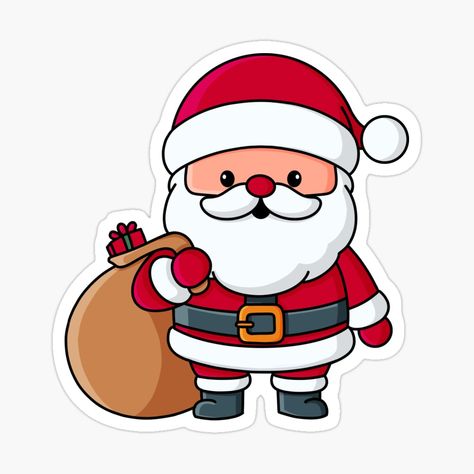 Get my art printed on awesome products. Support me at Redbubble #RBandME: https://www.redbubble.com/i/sticker/Santa-claus-by-celeboxs/164892394.EJUG5?asc=u Santa Illustration Simple, Christmas Cute Stickers, Christmas Stiker, Christmas Sticker Ideas, Santa Clus, Santa Claus Stickers, Santa Clos, Cute Christmas Stickers, Stickers For Christmas