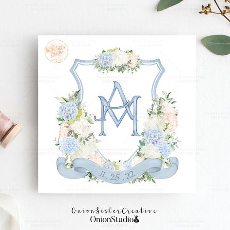 Custom Wedding Crest Logo Wedding Watercolor Crest Monogram - Etsy Wedding Crest Monogram, Pets Wedding, Watercolor Crest, Crest Monogram, Colorful Wedding Flowers, Wedding Watercolor, Wedding Crest, Crest Logo, Wedding Logo