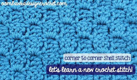 to Shell Crochet Stitch, Crocheted Stitches, Shell Crochet, Crocheted Afghans, Different Crochet Stitches, Crochet Shell, Corner To Corner Crochet, Crochet Shell Stitch, Design Crochet