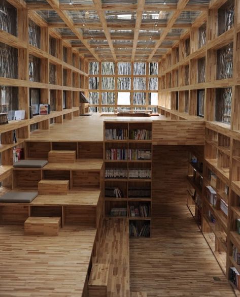 Unique Bookshelves, Module Design, Bibliotheque Design, Wood Facade, Rustic Log Cabin, Timber Architecture, Library Architecture, Wood Architecture, Regal Design