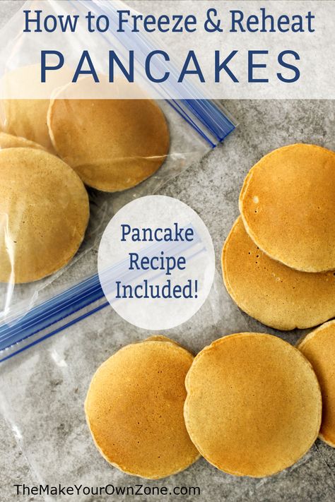 Freezing Pancakes How To, Homemade Freezer Pancakes, Freezer Pancakes Recipes, Simple Homemade Pancakes, Freezer Pancakes, Blueberry Pancake Topping, Frozen Pancakes, Easy Homemade Pancakes, Homemade Pancake Mix