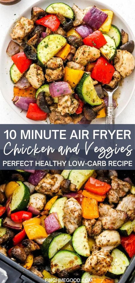 Air Fryer Oven Recipes, Air Fryer Dinner Recipes, Air Fryer Healthy, Healthy Low Carb Recipes, Air Fryer Recipes Easy, Air Fryer Recipes Healthy, Air Fryer Chicken, Whole 30 Recipes, Chicken And Vegetables