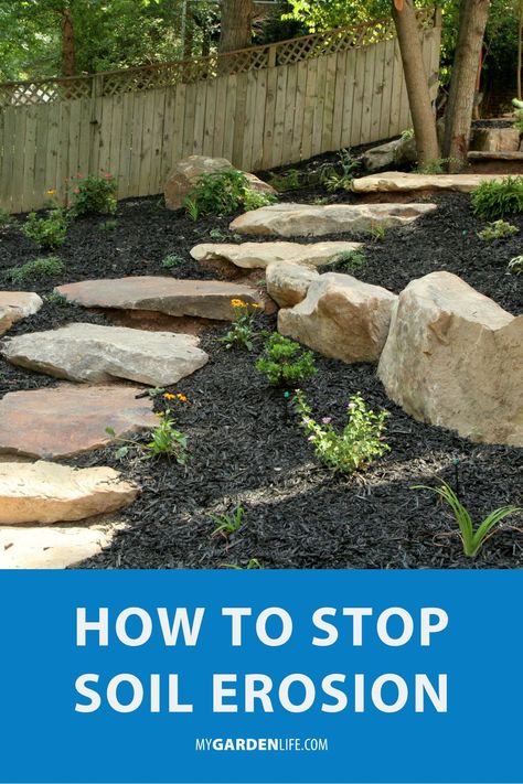 Plants For Soil Erosion, Backyard Erosion Control, Yard Erosion Landscaping Ideas, Landscaping To Prevent Erosion, Yard Erosion Solutions, Soil Erosion Prevention, Stop Erosion On Slope, Plants For Hillside Erosion Control, How To Stop Erosion On A Slope