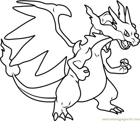 Mega Charizard X Pokemon printable coloring page for kids and adults Pokemon Arceus, Pokemon Coloring Sheets, Pikachu Coloring Page, Mega Charizard, Solgaleo Pokemon, Pokemon Dragon, Pokemon Photo, Pokemon Halloween, Pokemon Sketch