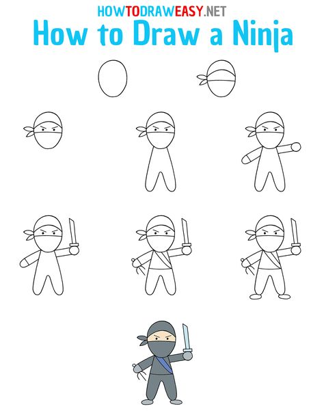 How to Draw a Ninja Step by Step #Ninja #NinjaDrawing #Assassin #AssassinDrawing #AssasinSketch #EasyDrawingTutorials #HowtoDraw #StepbyStepDrawing How To Draw A Ninja Step By Step, Easy Ninja Drawing, How To Draw A Ninja, Ninja Activities For Kids, Step By Step Drawing For Kids, Drawing Ninja, Ninja Drawing, Elementary Drawing, Drawing Ideas For Kids