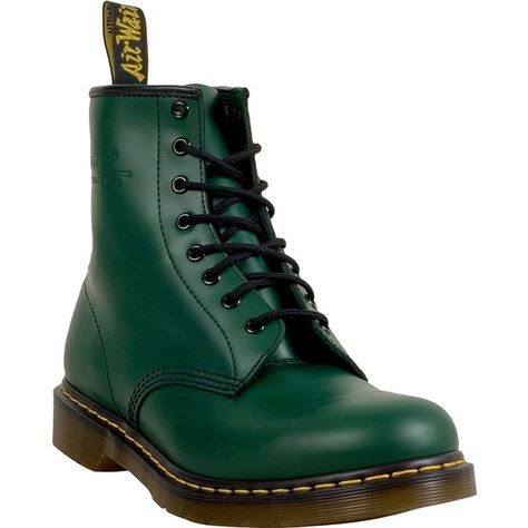 Dr. Martens 1460 Unisex  Boot (435 PEN) ❤ liked on Polyvore featuring shoes, boots, green, lace up combat boots, dr martens shoes, combat booties, military lace up boots and laced up boots Army Green Boots, Green Combat Boots, Lace Combat Boots, Laced Boots, Boots Combat, Army Boots, Green Boots, Shoes Green, Martens Boots