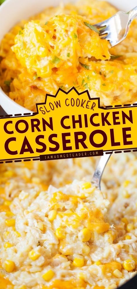 Corn Chicken Casserole, Best Crockpot Meals, Cream Corn Crockpot, Crockpot Chicken Casserole, Frozen Chicken Crockpot, Slow Cooker Corn, Meals To Try, Slow Cooker Chicken Casserole, Casserole Crockpot Recipes