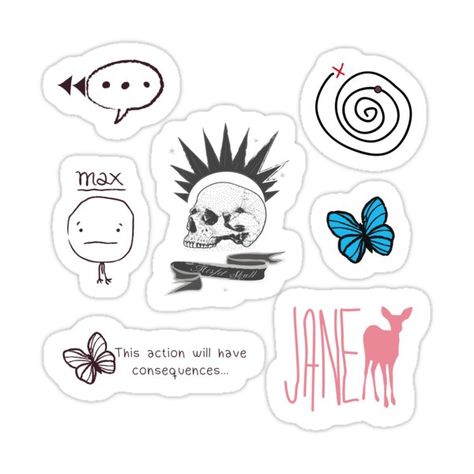 Life Is Strange Graffiti, Life Is Strange Doodles, Life Is Strange Stickers, Life Is Strange Drawing, Life Is Strange Icons, Life Is Strange Tattoo, Life Is Strange 3, Stickers Design, Weird Tattoos