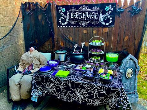 Beetlejuice Halloween Party Ideas | Photo 1 of 12 | Catch My Party Bettle Juice Party Food, Beetle Juice Party Ideas, Beetlejuice Birthday Party, Beetlejuice Party Ideas, Beetlejuice Halloween Party, Beetlejuice Birthday, Beetlejuice Party, Halloween Beetlejuice, Juice Party