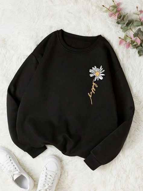 Sweat Noir, Stylish Hoodies, Sweet Shirt, Women Sweatshirts, Sports Sweatshirts, Cute Sweatshirts, Really Cute Outfits, Print Sweatshirt, Casual Pullover