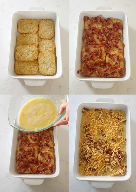 Egg Bake With Hashbrowns, Hash Brown Egg Casserole, Easy Egg Bake, Egg And Cheese Casserole, Hash Brown Patties, Breakfast Casserole With Biscuits, Bacon Casserole, Brown Egg, Eggs And Cheese