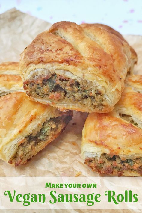 Easy Recipe: Vegan Sausage Rolls - HodgePodgeDays Vegan Crescent Roll Recipes Appetizers, Vegan Sausage Rolls Recipe, Vegan Crescent Roll Recipes, Lentil Sausage, Vegan Sausage Rolls, Vegetarian Sausages, Vegan Holidays, Vegan Sausage, Just Bake