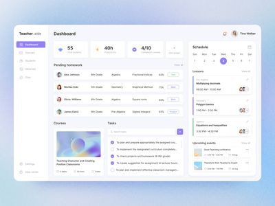 Teacher Dashboard, Sidebar Design, Form Design Web, Dashboard Design Template, Student Dashboard, Websites For Students, Learning Web, Card Ui, Writing Software